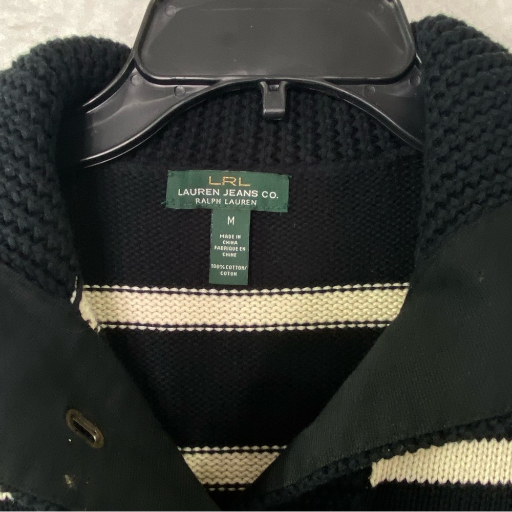 Lauren Ralph Lauren blk & wht boating yachting equestrian sweater. Size Medium - Picture 5 of 12
